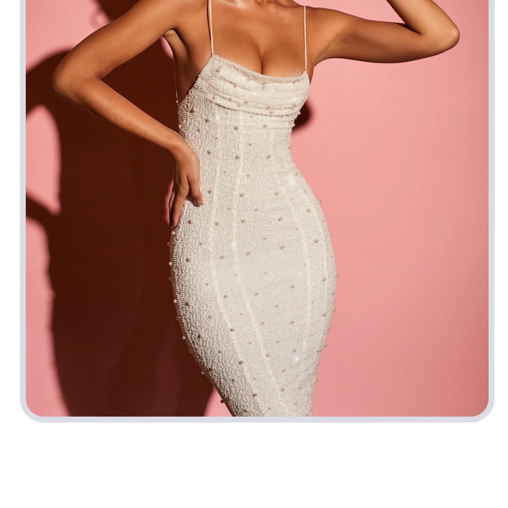 Oh Polly Cream Beaded Midi Dreas